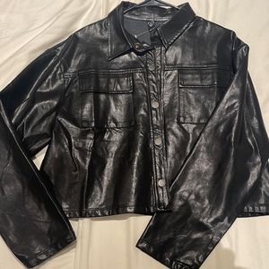 NEW! Faux Leather Crop Shacket